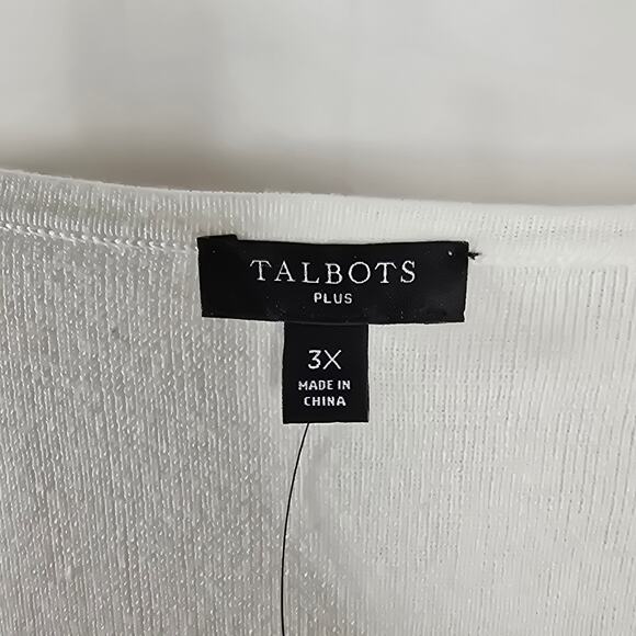 Talbots Plus White Knit Ruffle Short Sleeve Sweater Square Neck Top Size 3X NWT - Picture 2 of 6